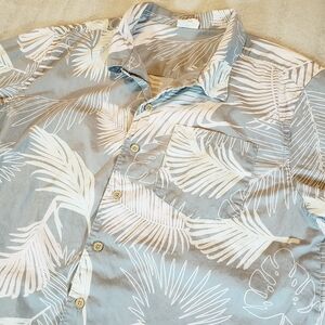 Vintage Barefoot In Paradise Men's Large Hawaiian Palm Floral Summer Party Shirt